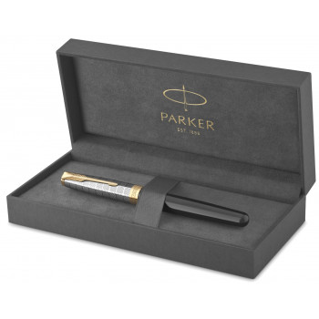 Ручка перьевая Parker Sonnet Premium F537, Metal Black GT (Перо F)