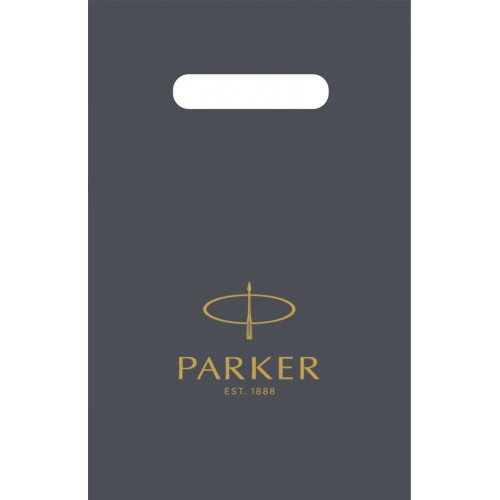 Фирменный подарочный пакет PARKER, Малый, полиэтиленовый, серый, 20*30 см.
