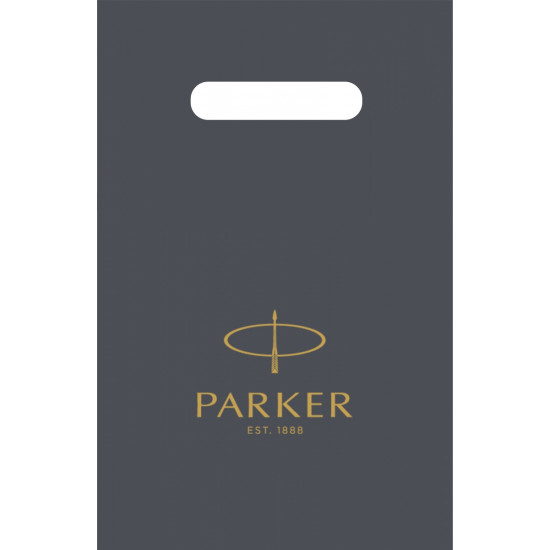 Фирменный подарочный пакет PARKER, Малый, полиэтиленовый, цвет ассорти (серый, белый, чёрный), 20*30 см.