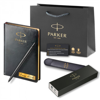 Подарочный набор: Ручка шариковая Parker Jotter Monochrome XL SE20, Black BT + Ежедневник PARKER Black GS